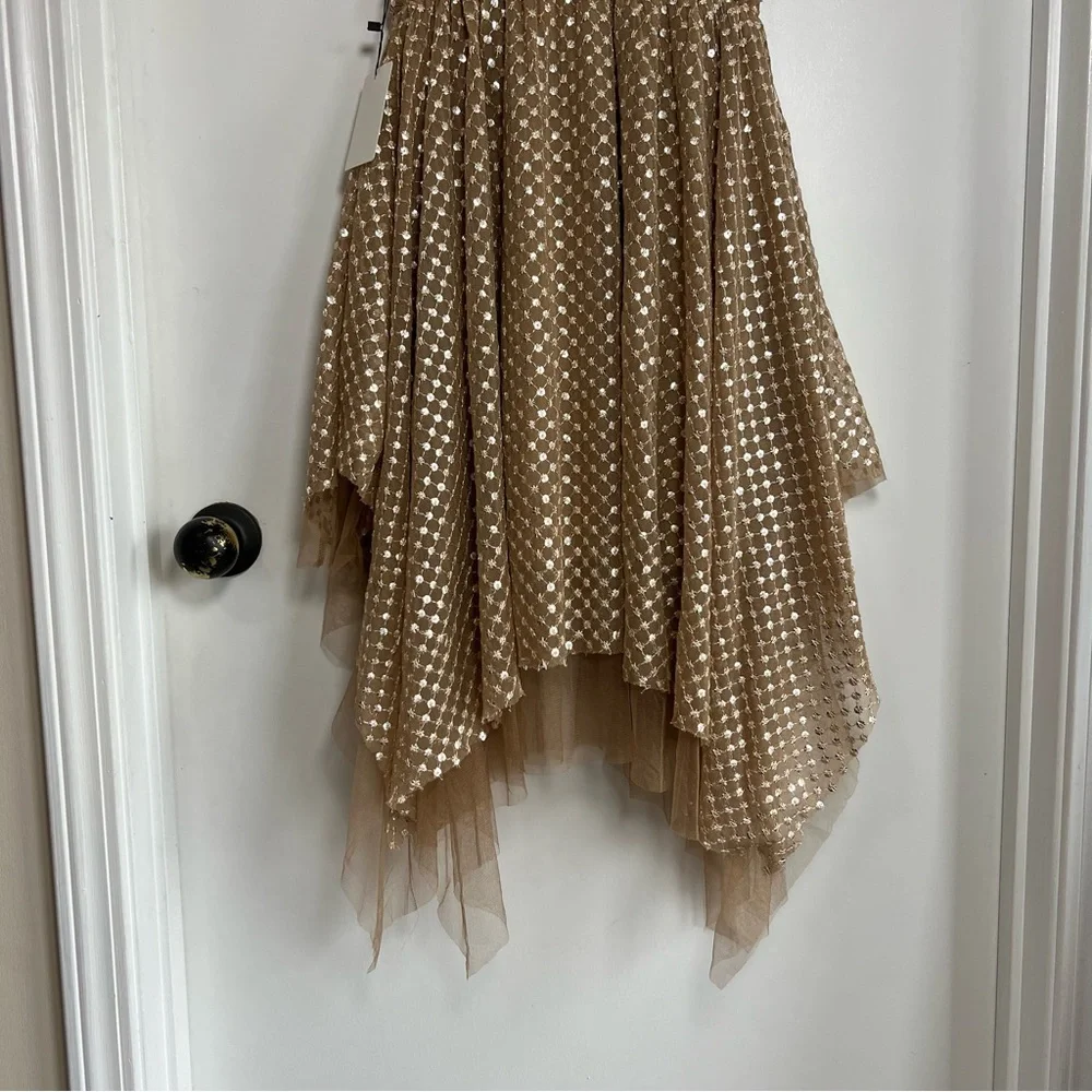 Joyfolie Girls Tina Dress Light Tan‎ Sparkle Boho Western Flowing Dress NWT, 10